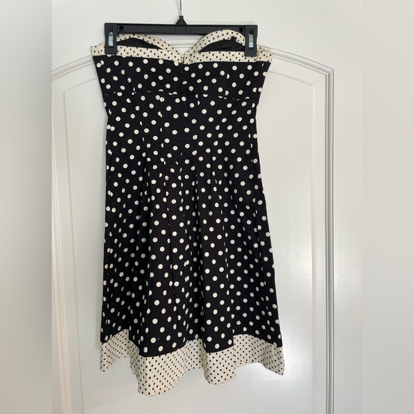 Charlotte Russe Vintage Black and White Polka Dot Strapless Pin-up Dress - Picture 4 of 10
